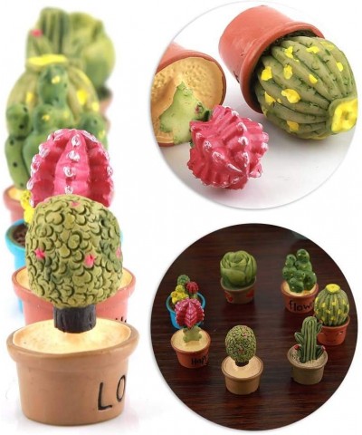 7 Pcs Miniature Garden Ornaments Tiny Cactus Miniature Succulent Plants Pot Dollhouse Decoration Mini Plant $16.19 Dollhouse ...