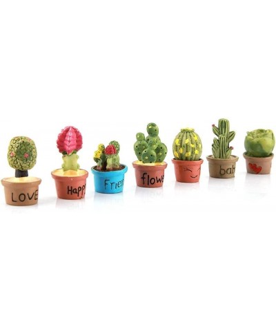 7 Pcs Miniature Garden Ornaments Tiny Cactus Miniature Succulent Plants Pot Dollhouse Decoration Mini Plant $16.19 Dollhouse ...