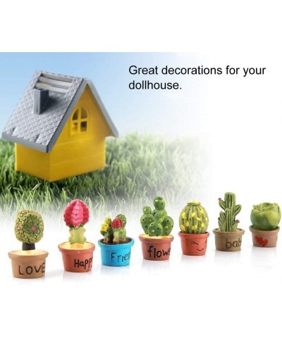 7 Pcs Miniature Garden Ornaments Tiny Cactus Miniature Succulent Plants Pot Dollhouse Decoration Mini Plant $16.19 Dollhouse ...