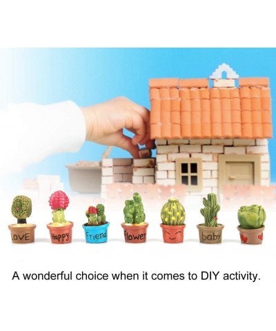 7 Pcs Miniature Garden Ornaments Tiny Cactus Miniature Succulent Plants Pot Dollhouse Decoration Mini Plant $16.19 Dollhouse ...