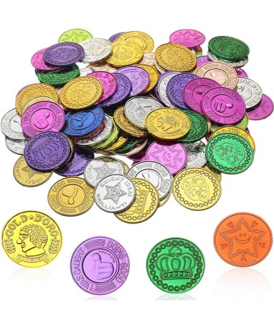 100 Pcs Mardi Gras Plastic Coins Pirate Plastic Gold Colored Coins Gold Coins Plastic Coins for Pirate Decorations Mardi Gras...