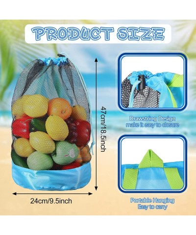 4 Pieces Large Mesh Bag Backpack Drawstring Bags Net Storage Bag With Strap for Adults Kids for Vegetables Swimming Beach Toy...