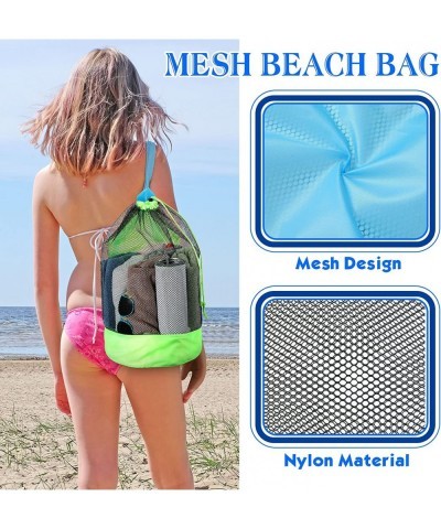 4 Pieces Large Mesh Bag Backpack Drawstring Bags Net Storage Bag With Strap for Adults Kids for Vegetables Swimming Beach Toy...