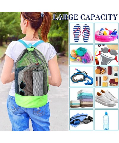 4 Pieces Large Mesh Bag Backpack Drawstring Bags Net Storage Bag With Strap for Adults Kids for Vegetables Swimming Beach Toy...