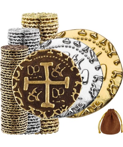 Pirate Coins - 102 Bronze Silver & Gold Treasure Coin Set Metal Replica Spanish Doubloons for Board Games Tokens Cosplay - Re...