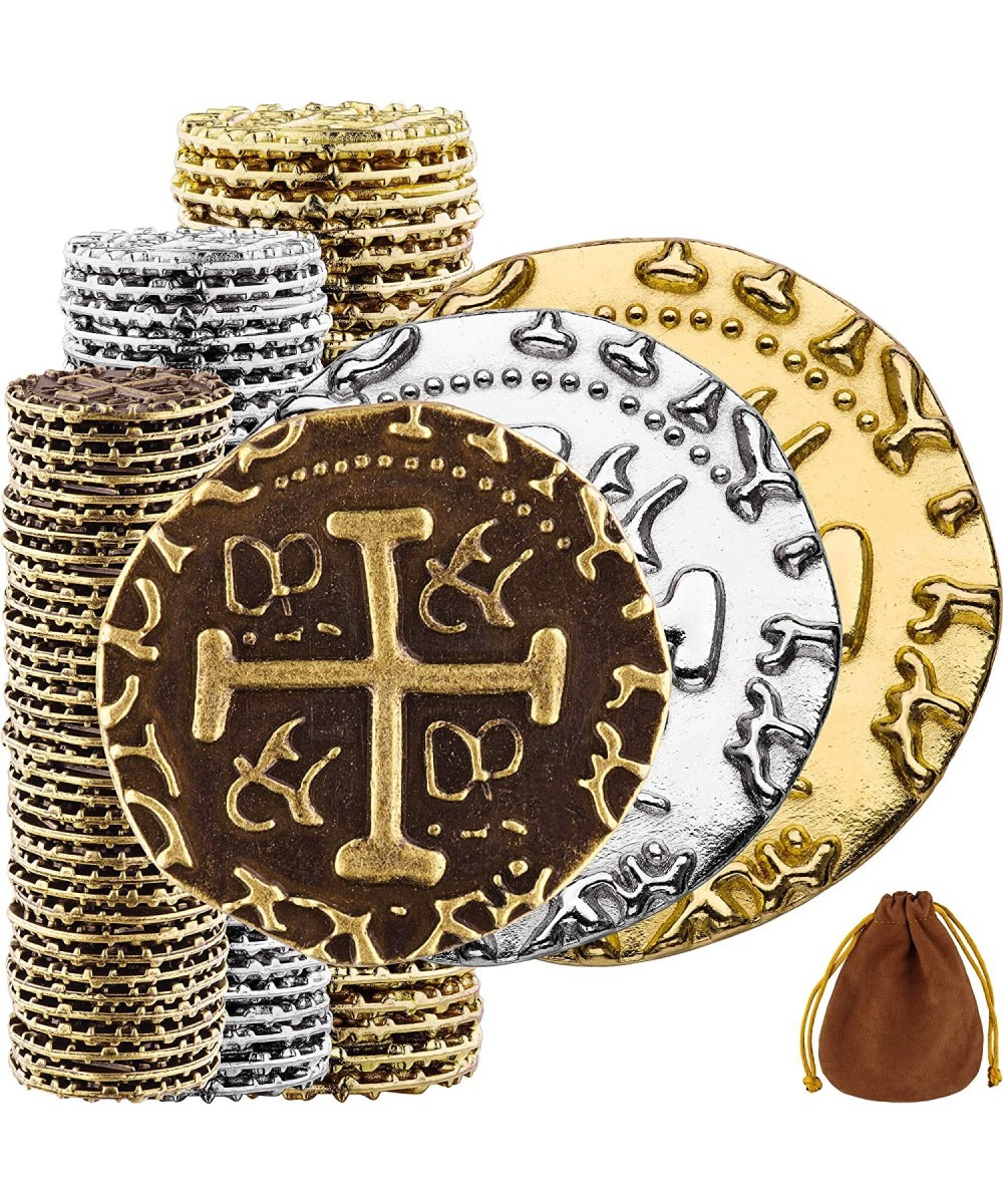 Pirate Coins - 102 Bronze Silver & Gold Treasure Coin Set Metal Replica Spanish Doubloons for Board Games Tokens Cosplay - Re...