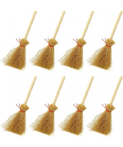 20PCS Miniature Artificial Mini Straw Brooms with Red Ropes Halloween Straw Craft Decoration Witches Accessory for Costume Co...