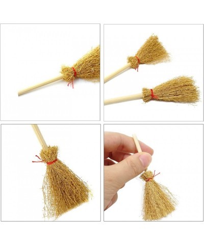 20PCS Miniature Artificial Mini Straw Brooms with Red Ropes Halloween Straw Craft Decoration Witches Accessory for Costume Co...