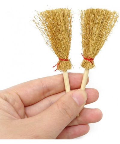 20PCS Miniature Artificial Mini Straw Brooms with Red Ropes Halloween Straw Craft Decoration Witches Accessory for Costume Co...