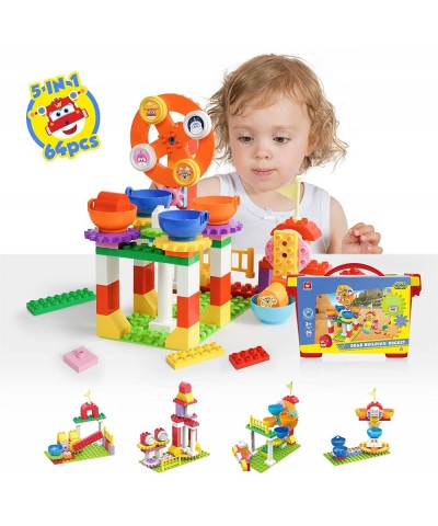 Blocks for Toddlers 1-3 Compatible with Leading Brands 64 Pcs Medium Building Blocks for Toddlers Super Wings Theme Park with...