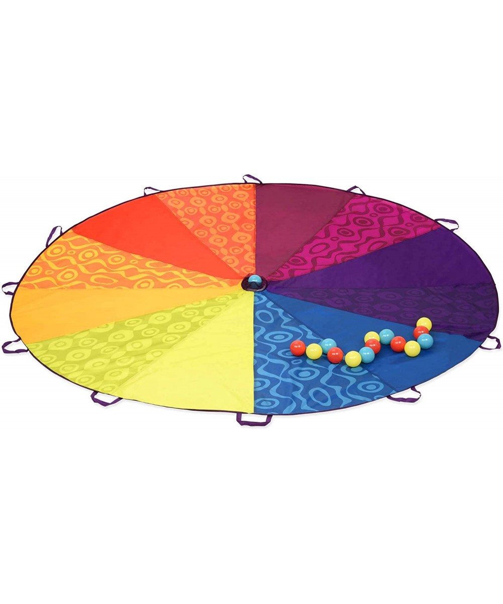 – Parachute for Kids – Play Parachute with 15 Colorful Balls – 12 Handles – 8ft Wind Tent – Outdoor Games – Rainbow Colors – ...