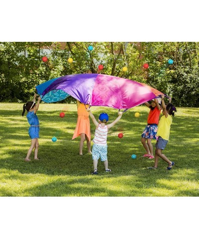 – Parachute for Kids – Play Parachute with 15 Colorful Balls – 12 Handles – 8ft Wind Tent – Outdoor Games – Rainbow Colors – ...