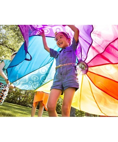 – Parachute for Kids – Play Parachute with 15 Colorful Balls – 12 Handles – 8ft Wind Tent – Outdoor Games – Rainbow Colors – ...