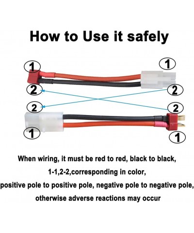 2 Pairs Tamiya to Deans Adapter 14AWG Deans to Tamiya Style Connector T Style Plug Cable Adapter for RC Speed Controller ESC ...