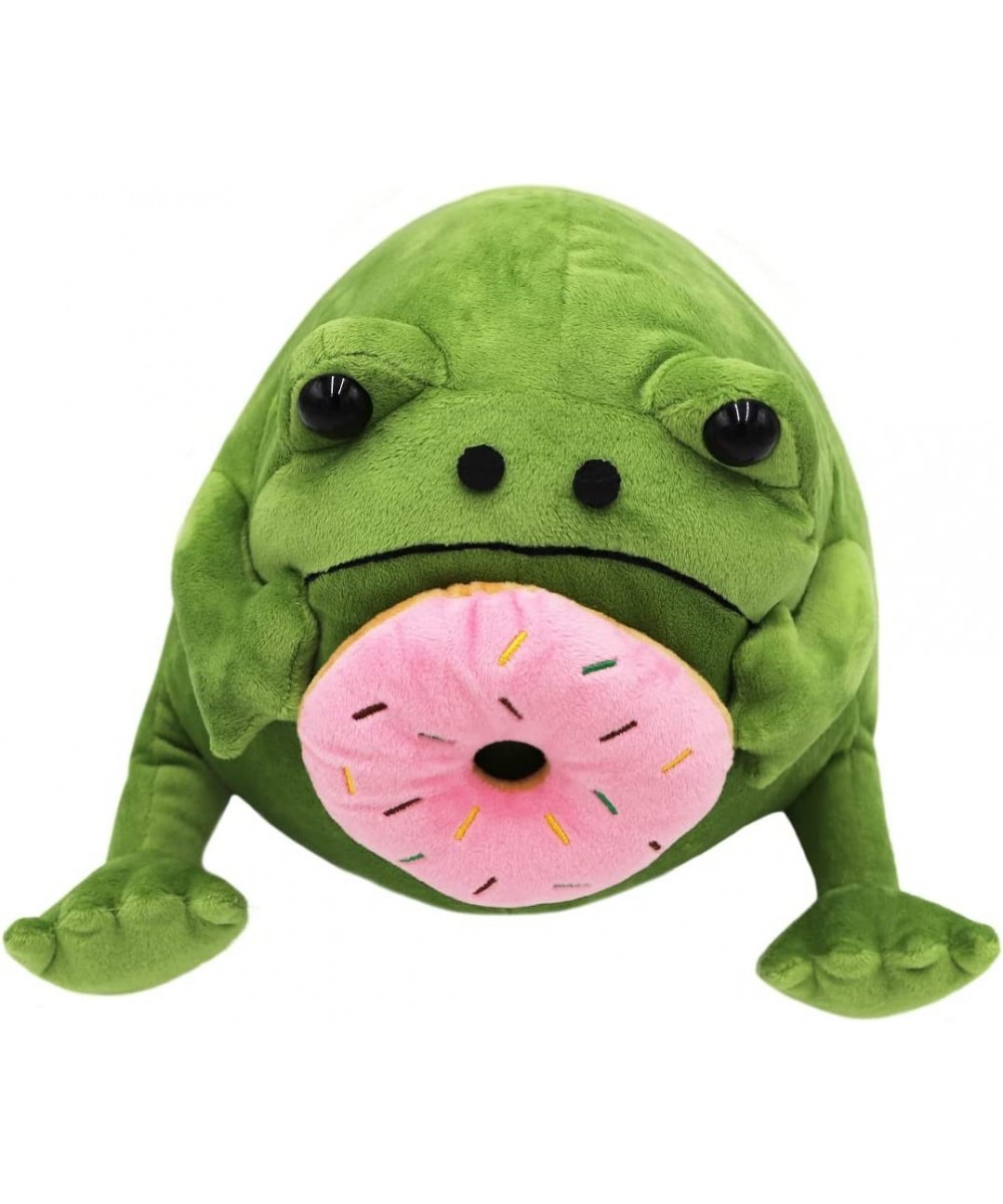 Ugly Frog Plush Toy with Donut Cute Frog Stuffed Green Frog Animals Dolls Soft Plushie Frog Hugging Gifts Easter/Birthday 12....