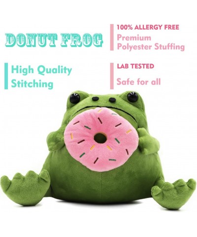 Ugly Frog Plush Toy with Donut Cute Frog Stuffed Green Frog Animals Dolls Soft Plushie Frog Hugging Gifts Easter/Birthday 12....