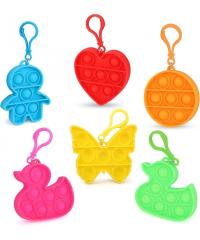 Playkidz Pop It Keychain Fidget Keychain Mini Pop It Set 24 Mini Pop Pack Fidget Keychain Multiple Shapes & Colors Stress Rel...