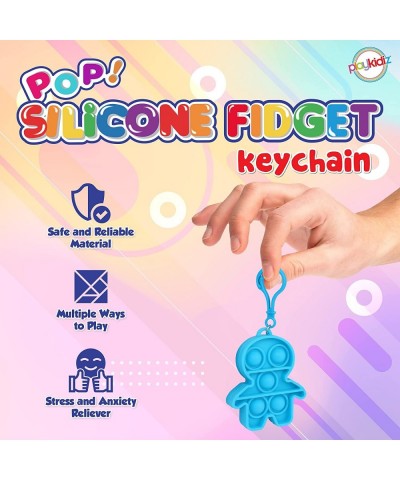 Playkidz Pop It Keychain Fidget Keychain Mini Pop It Set 24 Mini Pop Pack Fidget Keychain Multiple Shapes & Colors Stress Rel...