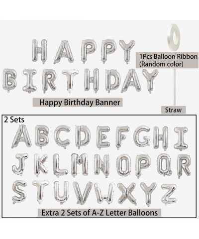 Happy Birthday Balloon Personalized Name Happy Birthday Balloon Banner Letters Balloons 2 Sets A-Z 16 Inch Reusable Foil Myla...