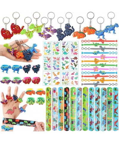 60 PCs Dinosaur Party Favors for Kids Slap Bracelets Temporary Tattoos Keychain Ring Bracelet Dinosaur Birthday Party Supplie...