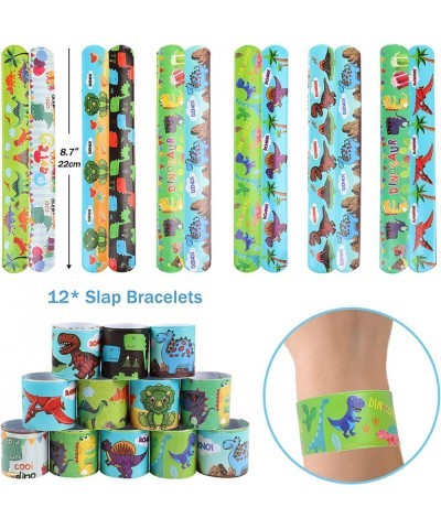 60 PCs Dinosaur Party Favors for Kids Slap Bracelets Temporary Tattoos Keychain Ring Bracelet Dinosaur Birthday Party Supplie...