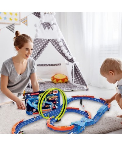 Race Car Track Set Assembled Car Track Toys with 46 Pcs Building Kits High Speed Glow Race Car Track Set with 360° Loop X-Typ...