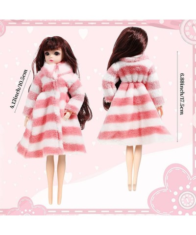 4 Pieces 11.5 Inch Doll Winter Clothes Long Sleeve Soft Faux Fur Coats Flannel Outfit Doll Clothes Doll Accessories Christmas...