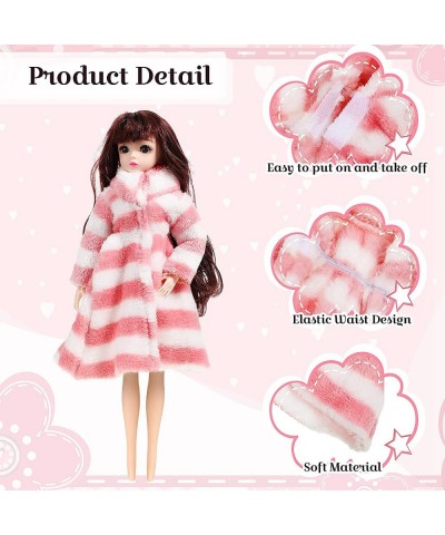 4 Pieces 11.5 Inch Doll Winter Clothes Long Sleeve Soft Faux Fur Coats Flannel Outfit Doll Clothes Doll Accessories Christmas...