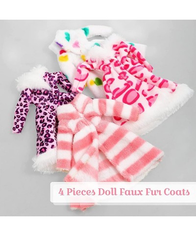 4 Pieces 11.5 Inch Doll Winter Clothes Long Sleeve Soft Faux Fur Coats Flannel Outfit Doll Clothes Doll Accessories Christmas...