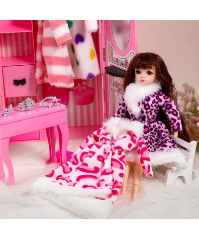 4 Pieces 11.5 Inch Doll Winter Clothes Long Sleeve Soft Faux Fur Coats Flannel Outfit Doll Clothes Doll Accessories Christmas...