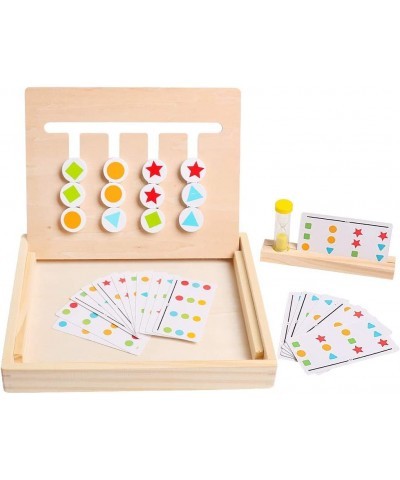 Montessori Learning Toys Slide Puzzle Color Shape Sorting Matching Brain Teasers Logic Game Preschool Educational Wooden Toys...