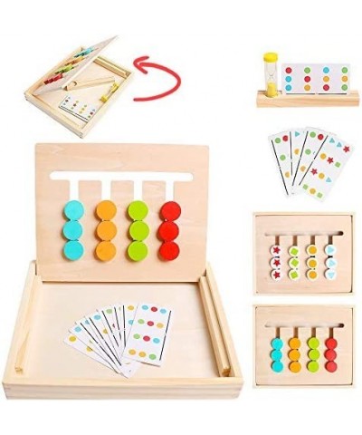 Montessori Learning Toys Slide Puzzle Color Shape Sorting Matching Brain Teasers Logic Game Preschool Educational Wooden Toys...