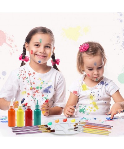 Washable Finger Paint Set Early Learning Kids Paint Set with Assorted Sponge Paint Brushes Smock Palette for Kids Home Activi...