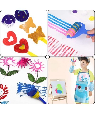 Washable Finger Paint Set Early Learning Kids Paint Set with Assorted Sponge Paint Brushes Smock Palette for Kids Home Activi...