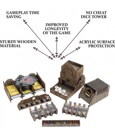 Wooden Betrayal Organizer with Engraved Design - Betrayal at House on The Hill Storage Organizer Box with Amazing Dice Tower ...