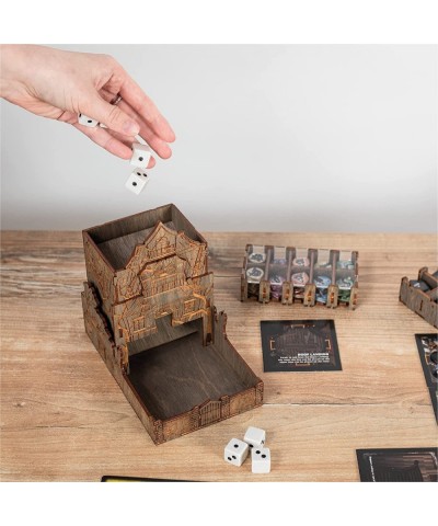 Wooden Betrayal Organizer with Engraved Design - Betrayal at House on The Hill Storage Organizer Box with Amazing Dice Tower ...