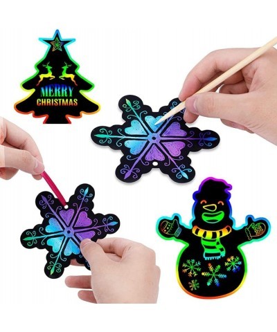 Christmas Ornaments Scratch Paper Art for Kids Magic Rainbow Card Craft Supplies Snowflake Santa Claus Tree Elk Party Game Bi...