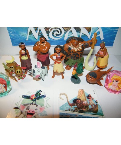 Moana Movie Deluxe Figure Set with 10 Fun Figures 2 PrincessRings and Stickers Featuring Demigod Maui Moana Pirates Rooster a...