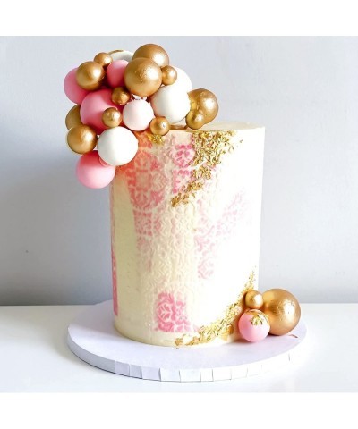 60 PCS Pink and Gold Ball Cake Decorations Ball Cake Topper Baby Shower Cake Decoration Birthday Cake Decoration Wedding Cake...