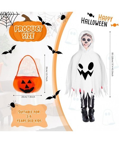 Kids Ghost Halloween Costume with Halloween White Ghost Cloak and Candy Bag Ghost for Kids Toddlers Multicolor $31.04 Kids' C...