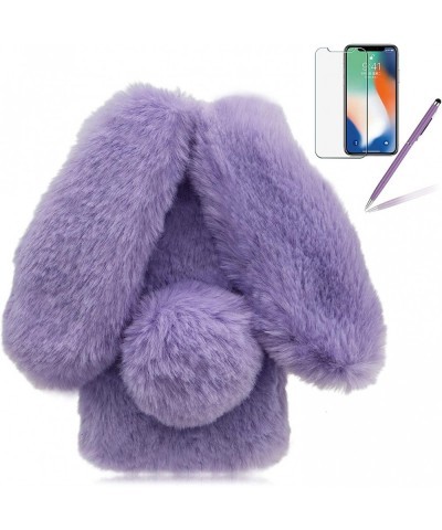 Bunny Case for Samsung Galaxy A32 5G Cute Rabbit Ears Warm Fluffy Handmade Rabbit Fur Soft Plush Flexible TPU Silicone Bumper...