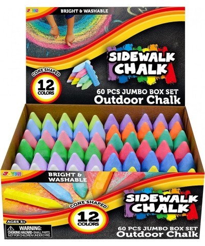 60PCS Cone Shaped Washable Sidewalk Chalks Set in 12 Colors Non-Toxic Jumbo Chalk for Toddlers Kids Outdoor Art Play Chalk $2...