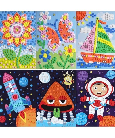 Mosaic Sticker Art Sticky DIY Handmade Art Kits for Kids-Sunflower Butterfly Sailboat Woodpecker Hot air Balloon Airplane Ast...