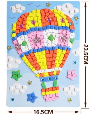 Mosaic Sticker Art Sticky DIY Handmade Art Kits for Kids-Sunflower Butterfly Sailboat Woodpecker Hot air Balloon Airplane Ast...