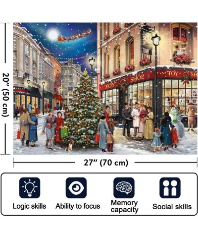 Christmas Puzzle Jigsaw Puzzle 1000 Pieces for Adults Winter Street Fun Family Puzzle Game Celebrating Christmas Tree with Co...