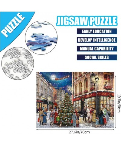 Christmas Puzzle Jigsaw Puzzle 1000 Pieces for Adults Winter Street Fun Family Puzzle Game Celebrating Christmas Tree with Co...