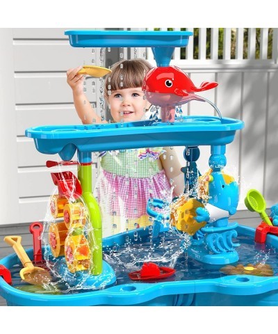 Kids Sand Water Table for Toddlers 3-Tier Sand and Water Play Table Toys for Toddlers Kids Activity Sensory Tables Outside Be...