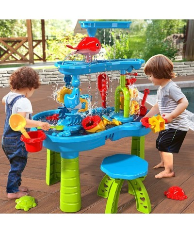 Kids Sand Water Table for Toddlers 3-Tier Sand and Water Play Table Toys for Toddlers Kids Activity Sensory Tables Outside Be...