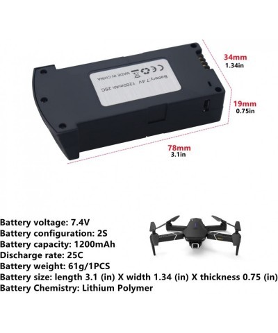 Accessories 2PCS 7.4V 1200mah Lithium Battery for E520 E520S Folding Quadcopter Accessories Remote Control Drone Battery $60....