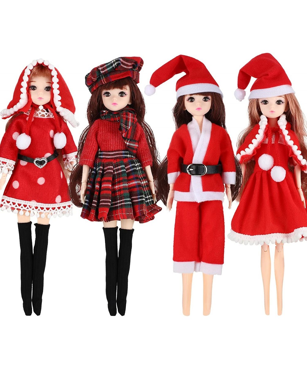 4 Pieces Doll Christmas Coats Long Sleeve Soft Faux Fur Coats Flannel Tops Outfit Doll Winter Clothes Doll Accessories Decora...